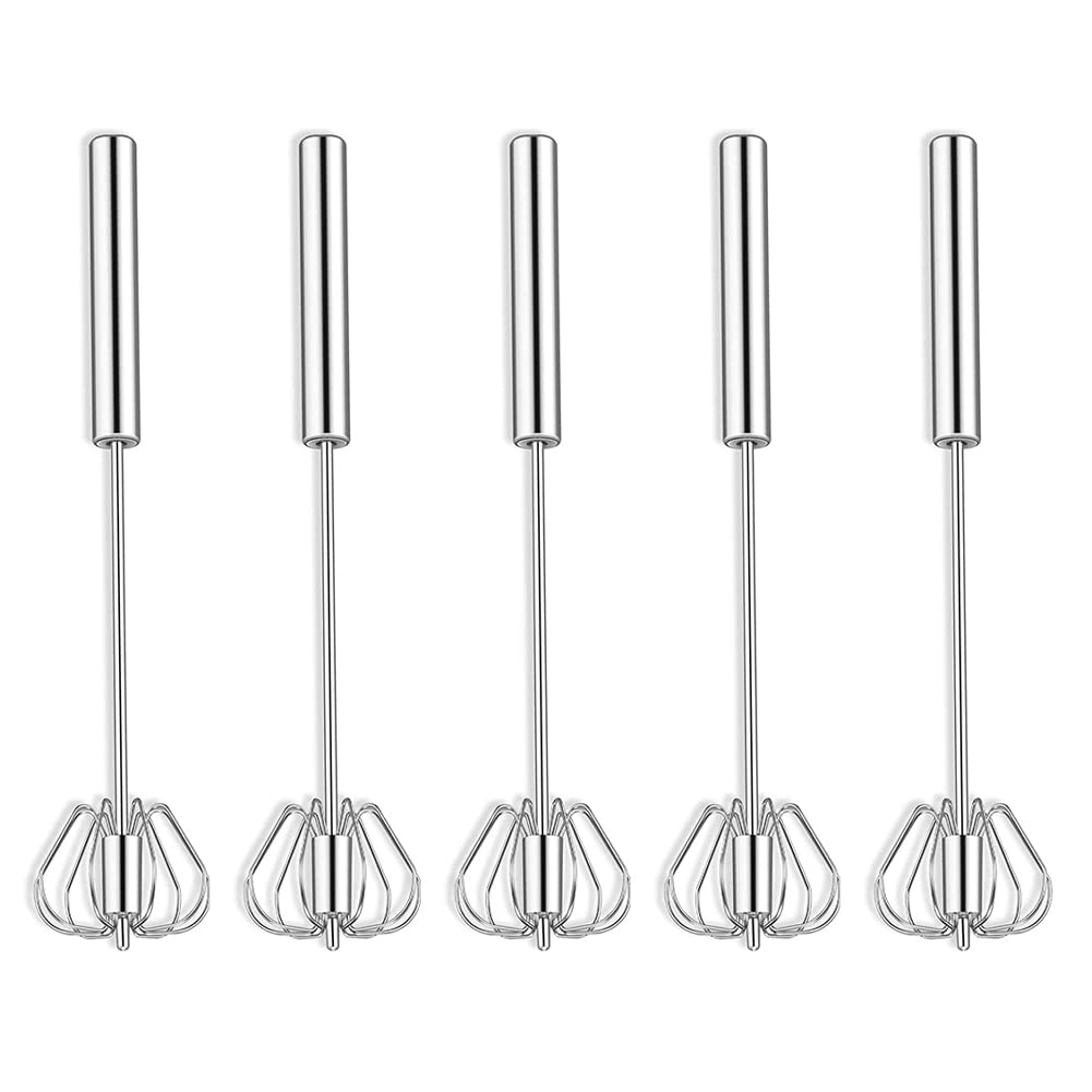 CTRLZS 5Piece Hand Push Whisk Semi-Automatic Egg Whisk Stainless Steel Egg Whisks for Home Blending, Whisking, Beating, Stirring