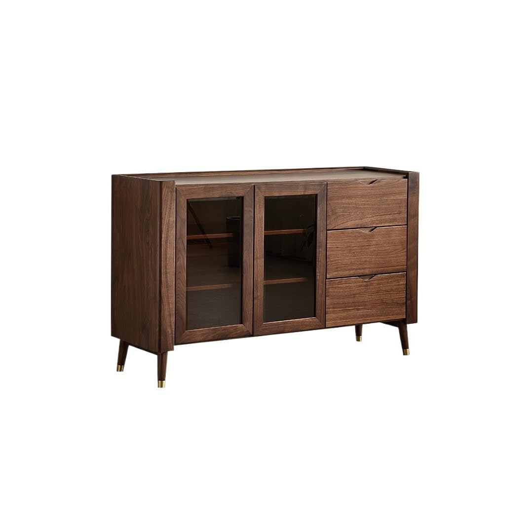 Szafka do baru kawowego 145 x 45 x 90 cm orzech wejściowy stół do przechowywania, prosta szafka domowa z litego drewna, odpowiednia do restauracji i barów szafka bufetowa ze schowkiem