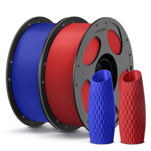 ANYCUBIC PLA Filament 1,75mm, Einfach zu Drucken, 3D Drucker Filament PLA, Hohe Kompatibilität, Vakuumverpackung, Intelligente Identifikation, 2KG Blau Rot