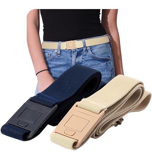 Image of BELTAWAY Easily Adjustable Elastic Flat Buckle No Show Belts for Women - Stretch No Bulge jeans pants