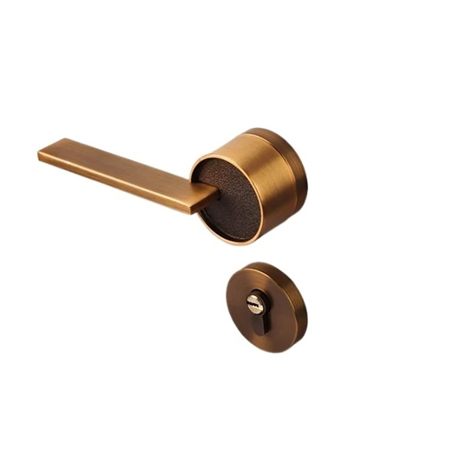 Sjloynwq Yellow Bronze_72mm Split Door Lock Bedroom Silent Wooden Handle