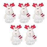 NUOBESTY Christmas Candy Jar Clear Plastic Snowman Cookie Container with Plush Doll Lid 4oz Holiday Candy Dish for Party Favor and Festive Decoration