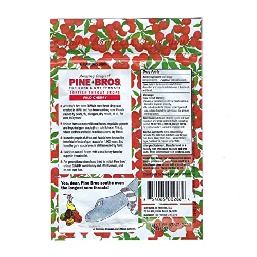 Image of Pine Bros. Gummy Sore Throat Softish Drops 30 Count (Wild Cherry)
