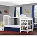 Dream On Me Anna 3-in-1 Convertible Full-Size Baby Crib & Changer with Storage in White, GreenGuard Gold & JPMA, Pinewood, Converts to Day & Toddler Bed, 3 Mattress Heights, 1″ Changing Pad