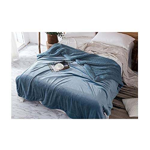 Couverture en laine de corail REYG bleu paon pour canapé et lit douceur absolue