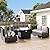 LayinSun 8 Pieces Patio Furniture Set with Fire Pit Table, Black Rattan Modular Sectional Patio Conversation Sofa Set