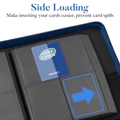Image of Fabmaker Premium 4 Pocket Zip Card Binder, Trading Card Binder for 320 Cards, Portable PU Card Collection Binder, Collector Card Album Folder for Game & Sports Cards, Navy Blue