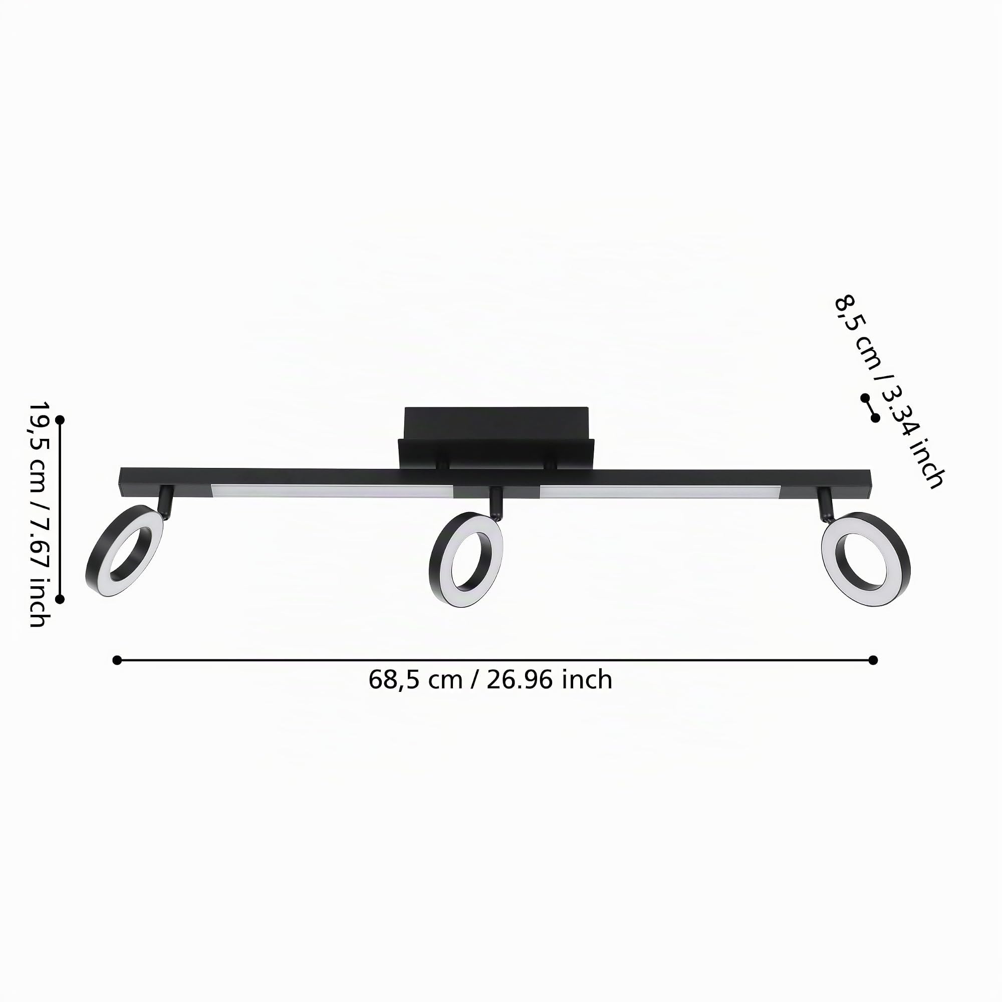 EGLO LED Deckenstrahler Cardillio 2 3-flammige | Deckenlampe mit schwenkbaren Spots, Deckenleuchte aus Kunststoff und Metall in schwarz, Deckenspot warmweiß