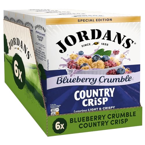 Jordans Country Crisp Blueberry Crumble Breakfast Cereal - Oat and Barley Clusters with Blueberry Crumble - No Artificial Flavours or Preservatives - British Baked Cereal - 450g (Pack of 6 x 450g)