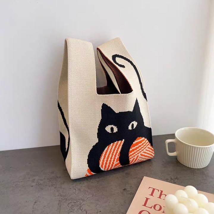 Image of Komociya Cute Wrist Bag for Women Trendy Knit Handbag Small Purse for Mom Girlfriend Birthday Christmas Valentines