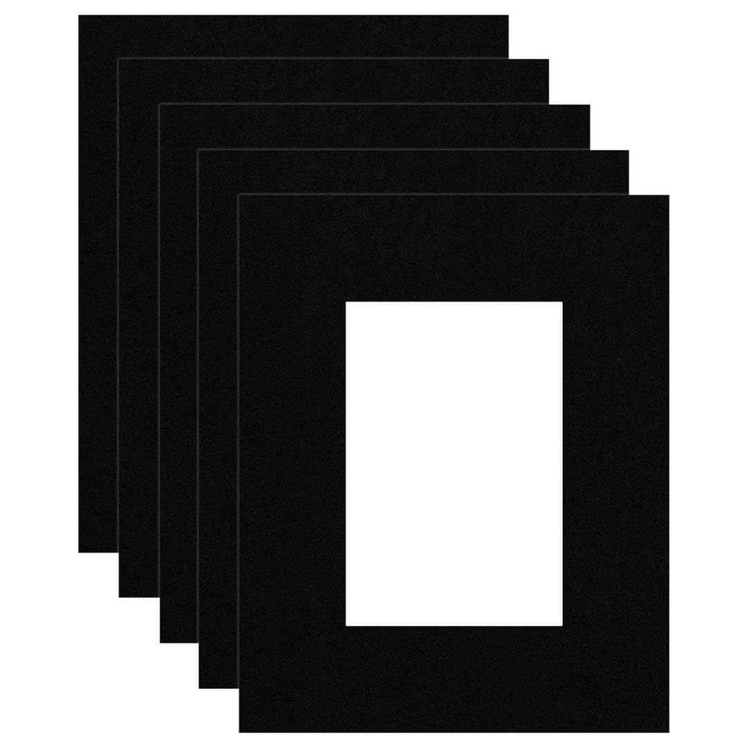Procut Global 10x8" Black Picture Mounts Board to Fit 6x4" Aperture Size - Photo Mount Card Ideal for Prints, Artwork, Crafts & Certificates - Sizes & Colors Available - Pack of 5 โ image 1