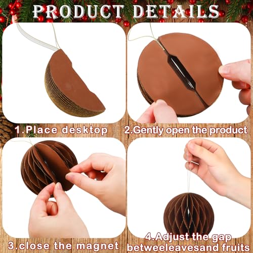 image for Hungdao 12 Pcs Christmas Honeycomb Paper Ornaments Paper Honeycomb Bal