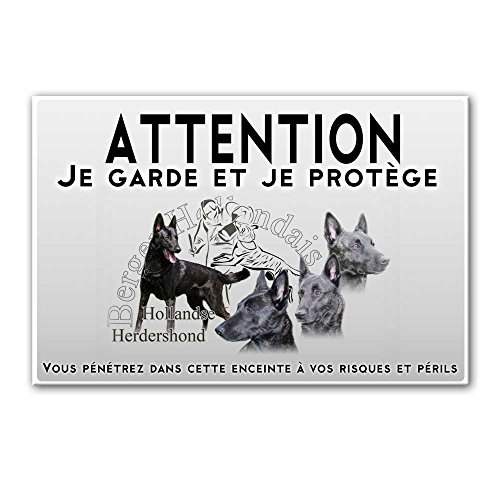 Pancarte Chien Plaque Humour 'Attention Au Chien' - Berger Allemand Et Ses Trophées Panneau Attention Au Chien