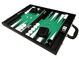 Silverman & Co. 40 x 53 cm Premium Backgammon Set - Schwarz mit weißen und schwarzen Punkten