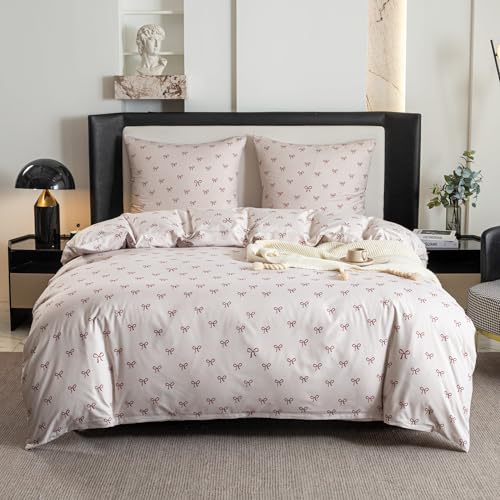 Cotton Market Parure de lit – Ensemble de literie 3 pièces – Housse de couette 200 x 200 cm et 2 taies d'oreiller 70 x 80 cm – Nœud papillon