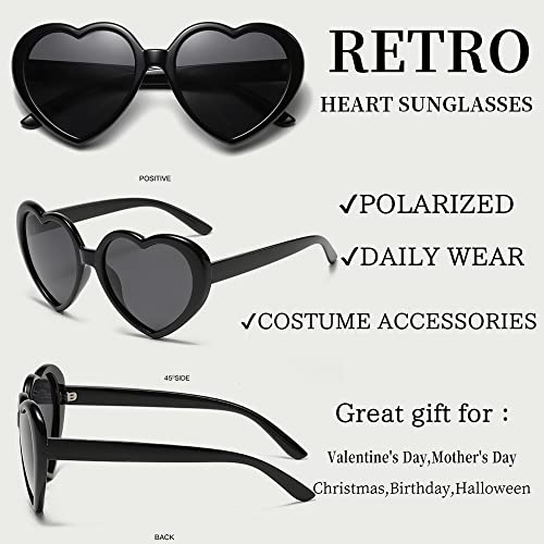 Image of Polarized Heart Shaped Sunglasses for Women Girls Retro Oversized Sun Glasses Red Heart Glasses Cute Eyewear