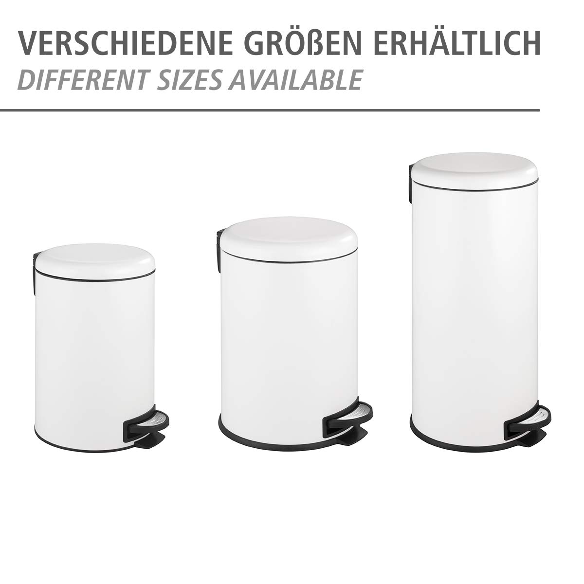 WENKO Treteimer Leman Easy Close Weiß 30 L - Kosmetikeimer, Mülleimer mit Absenkautomatik Fassungsvermögen: 30 l, Stahl, 30.5 x 64 x 37.5 cm, Weiß, 64 x 37.5 x 30.5 cm