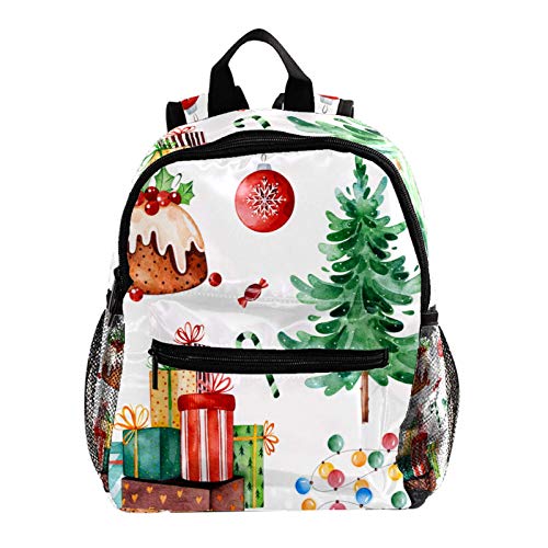 Preisvergleich Produktbild Kinder-Rucksack für Kleinkinder, kleine Schultasche, leicht, Vorschule, Kindergarten, elementare Büchertaschen, Reise, Tagesrucksack für Jungen, Mädchen, weiß / grün, Weihnachtsbaum