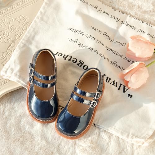 Image of GINFIVE Toddler Girls Dress Shoes Little Kids Flats School Mary Janes Shoes