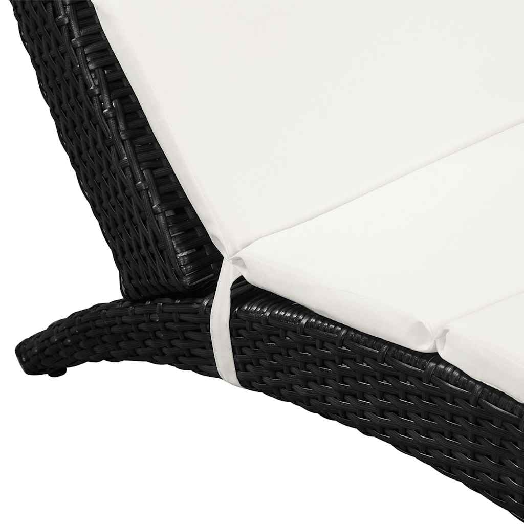 Klappbare Gartenliege mit bequemer Polsterauflage, schwarz PE Rattan, wetterfest und UV-beständig, ideal zum Entspannen auf Terrasse, Balkon, am Pool oder im Garten, platzsparend lagerbar