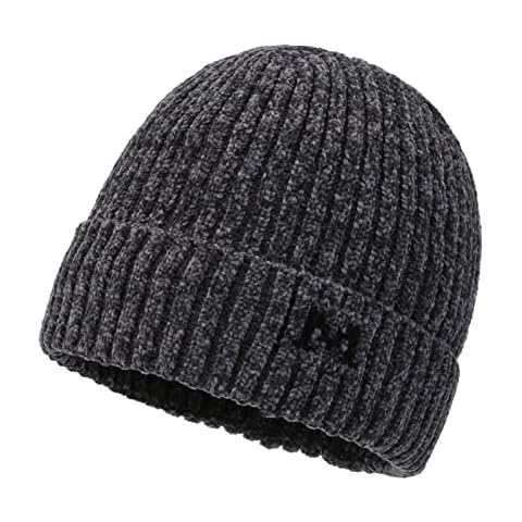 Husmeu Winter Beanie Hat Men Outdoor Cold-Proof Fleece Cosy Warm Knitted Hat for Women Men Unisex Grey Cover