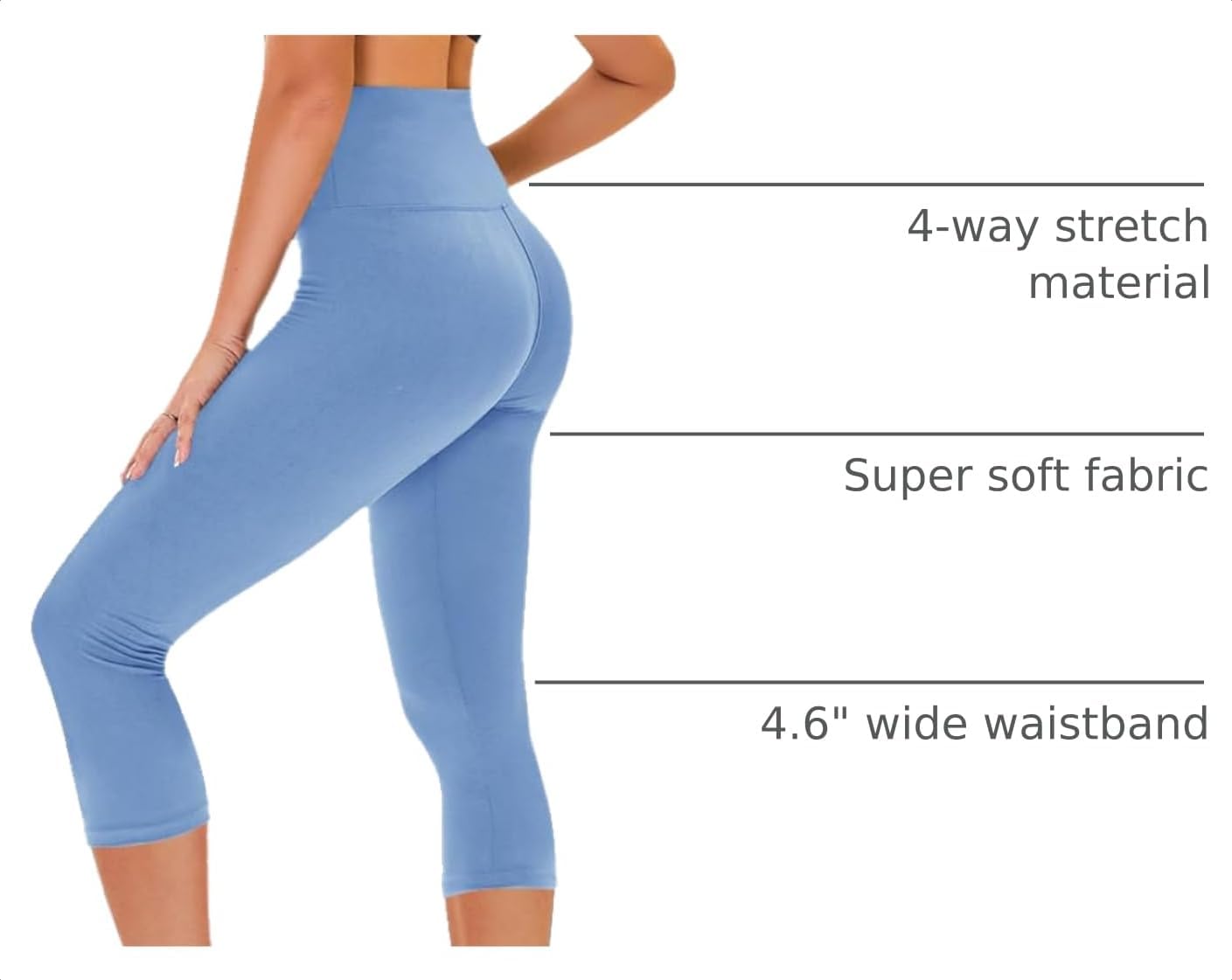  Capri Leggings for Women - Tummy Control High Waisted Soft Yoga Pants for Gym Workout thumbnail