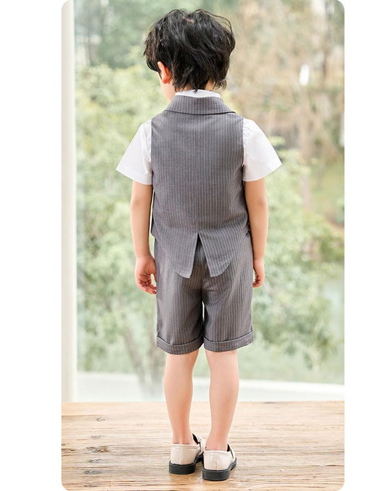 Niños Traje de Chaleco Boda Bautizo Bautismo Traje Fiesta de Cumpleaños por la Noche con Pantalones de Pajarita Chaleco Traje de Bautizo Ropa Formal para Ceremonia