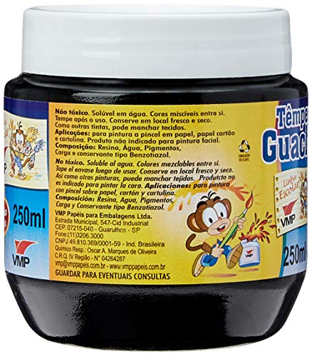 Guache 250Ml Cor Unica 6Un Preto