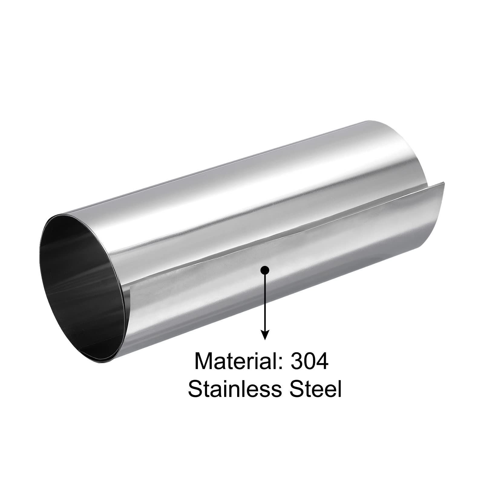 Lámina de Acero Inoxidable 304 0,05x150x1000mm Rollo Hoja Tira Plateado