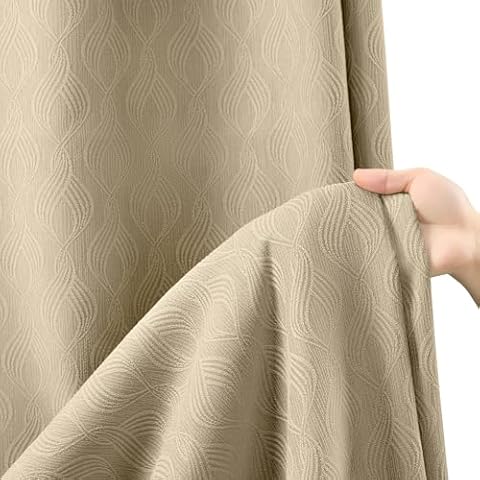 Awellife Boho Shower Curtains for Bathroom Linen Fabric Beige Cotton Bohemian Geometric Minimalist 72" L X 72" W Cover