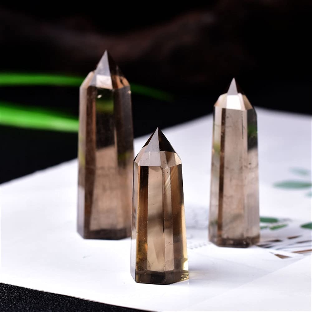 Domowe Kolekcje Kryształ 1 PC Naturalny Kwarc Herbata Kryształ Punkt Dymny Kamień Sześciokątne Pryzmaty Kwarcowy Różdżka Obelisk Kamień DIY Prezent (Rozmiar: 51-60mm)