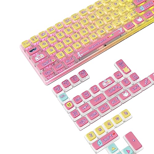 MAMBASNAKE 120 Keys PBT Pudding Keycaps Set,ASA Profile,Dye-Sublimation,ANSI US Layout for 61 68 87 98 104 108 Mechanical Keyboard,Compatible with Cherry Gateron Otemu Kailh MX Structure(Retro Pixel)