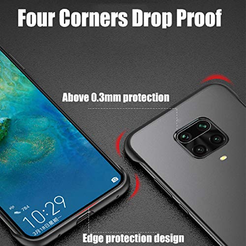 Image of Ultra Thin Frameless Transparent Hard PC Back TPU Corners Case Cover for Mi Redmi Note 9 Pro /Redmi Note 9 Pro Max /Poco M2 Pro - Black
