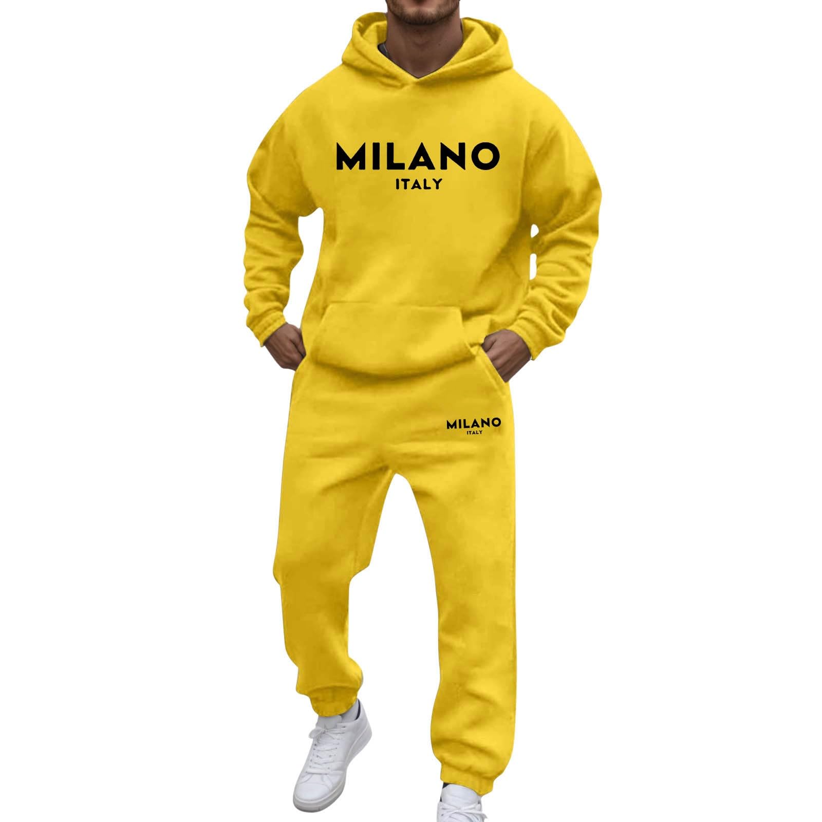 Générique Męski zestaw 2-częściowy bawełniany dres koszulka i szorty na lato na co dzień wygodny miękki lekki oddychający strój sportowy na co dzień moda fitness rekreacja A34, Żółty, XXL