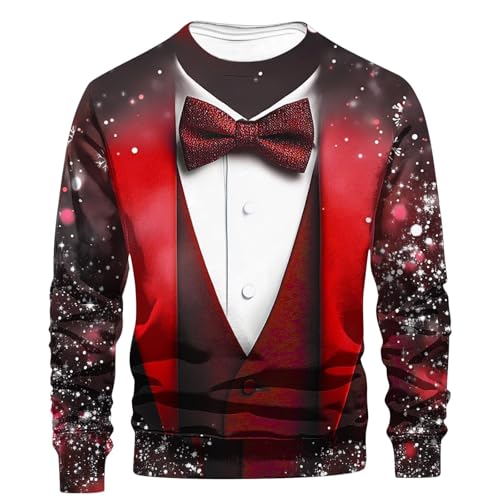 Neu Weihnachtspullover Herren Lustig 3D Druck Weihnachts Sweatshirt...
