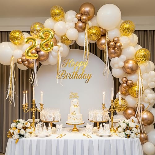 Image of TONIFUL 20 Pcs Number Balloon 2 Set 16 Inch Gold 0-9 Numbers Balloons | Small Custom Digital Mylar Foil Ballons for Birthday Baby Shower Graduation Anniversary 2027 New Year Eve Party Decorations
