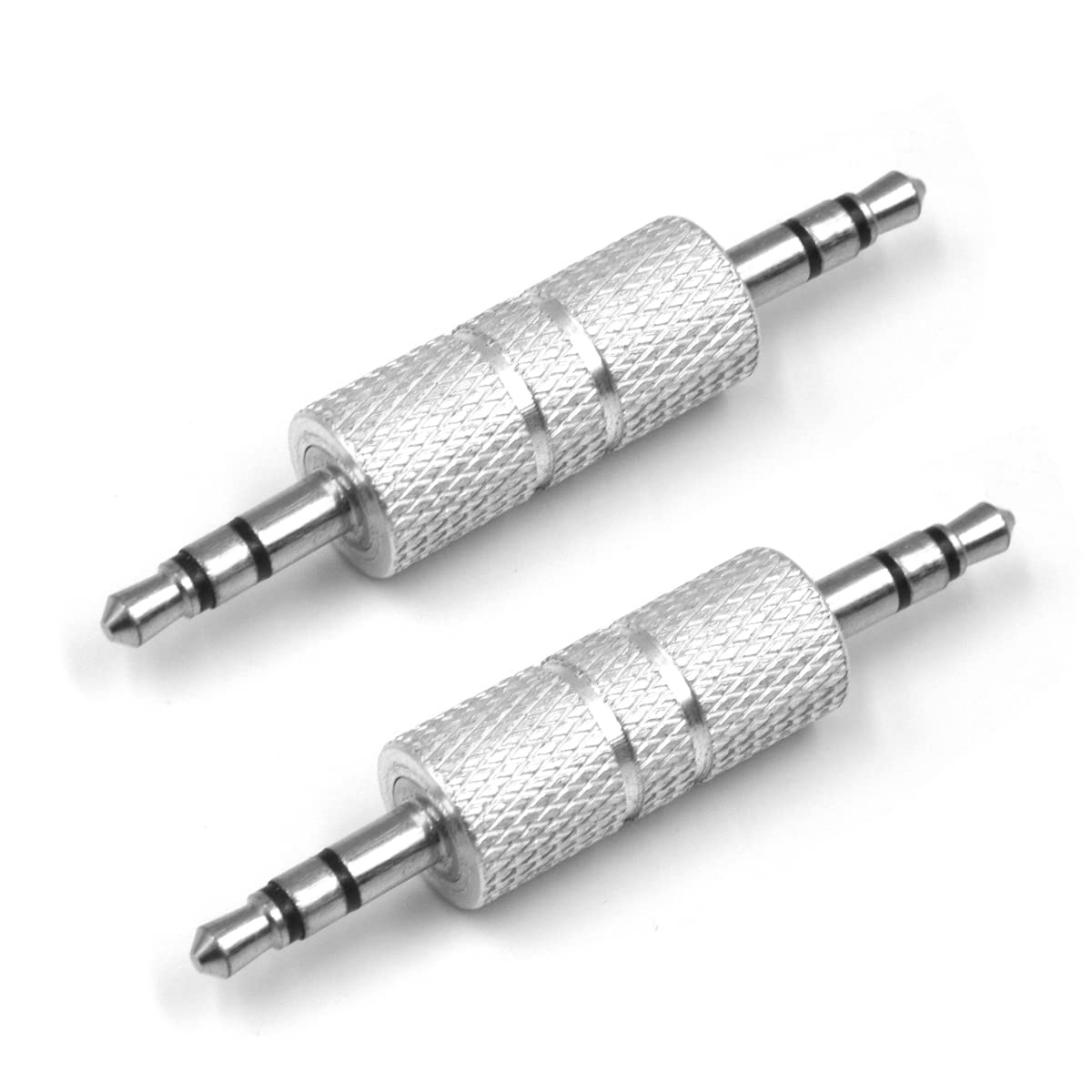 VR-robot 2 Pack 3.5mm Male to Male Audio Adapter, 1/8 Coupler Joiner Stereo Jack Male to Male Adapter Connectors,Compatible for Bluetooth Receiver AUX