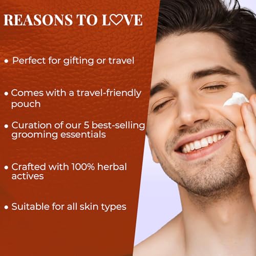 Image of Just Herbs Head To Toe Skincare Essentials Combo Pack with Shampoo | Facewash | Bodywash Shower Gel | Body Lotion | Balmsam Breeze EDP Perfect for Gifting Travel Kit Set for Men