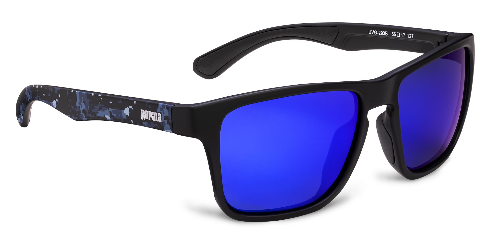 Rapala, Occhiali da sole moderni urbani polarizzati UVg-293A, lenti verdi, montatura nera opaca e rossa, attrezzatura da pesca, protezione UV, comfort ottimale