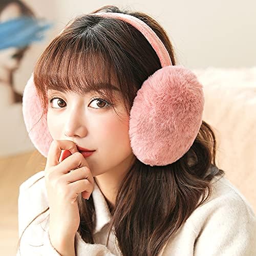 HshDUti Women Earmuffs - Winter Ear Muffs Adjustable Faux Fur Ear Warmer Warm Windproof Plush Earmuffs Foldable For Men Women Boys Girls Birthday Christmas Thanksgiving Gifts White