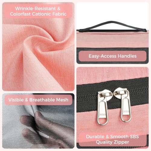 Image of BAGAIL Compression Packing Cubes for Travel Essentials, 8 Set-Pink | Tear‑Resistant Fabric, Space‑Saving, Visible Mesh Panel, Vibrant Color Choices, Travel, Camping & Cruise, Home Storage