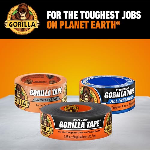 GORILLA Heavy Duty Duct Tape, Black, 1.88" x 50 yd, 1-Pack - image 8