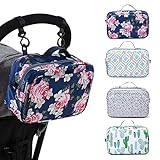 GOGOSO Baby Stroller Organizer Bag with Insulated Pocket, Universal Fit Most Strollers, Space for Diapers, Wipes & Toys Flower