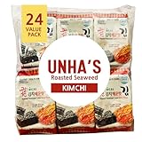 Korean Crispy Seasoned Seaweed Snacks Kimchi Spicy Sheets - 24 Individual Packs 100% Natural Laver, Roasted Nori Snack Healthy Premium Gim, PACK OF 24