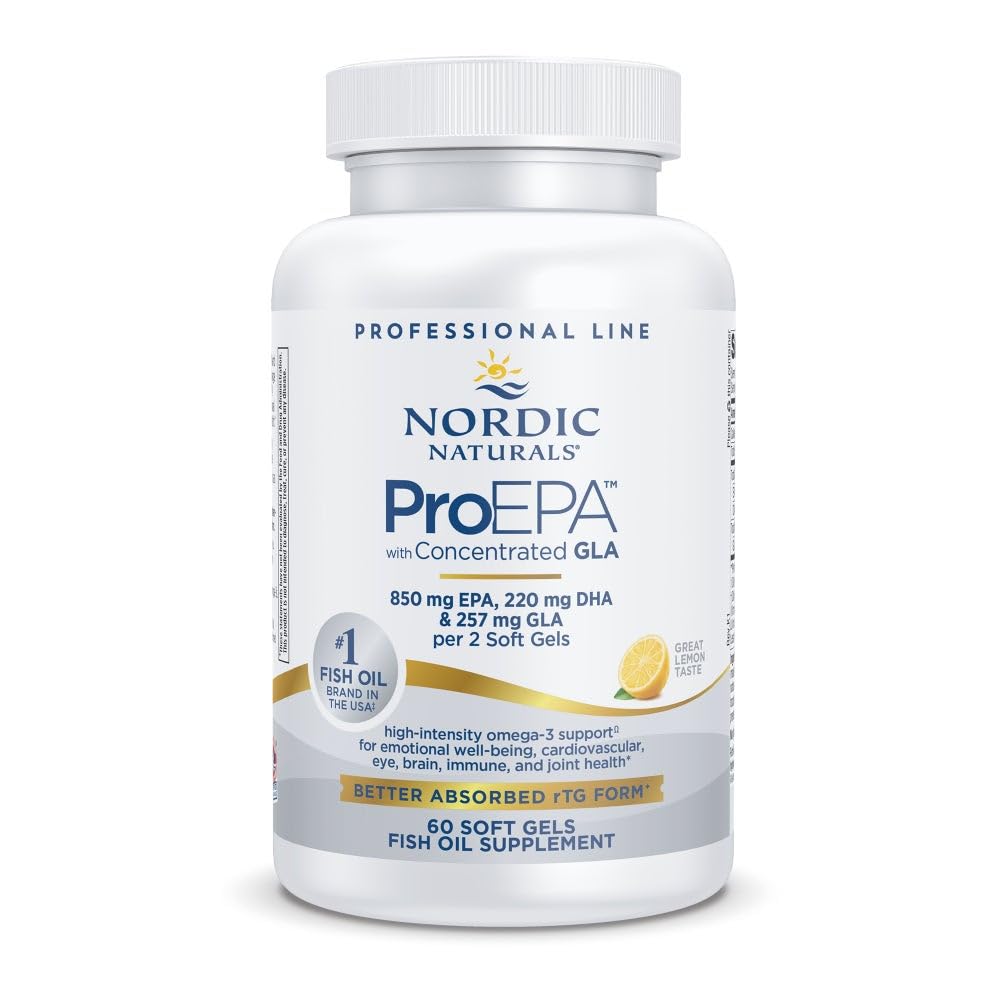 Nordic Naturals ProEPA with Concentrated GLA, Lemon - 60 Soft Gels - 1217 mg Omega-3 + 257 mg GLA - Heart, Neurological & Immune Support, Healthy Skin - Non-GMO - 30 Servings