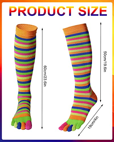Bonuci 6 Pairs Rainbow Toe Socks Women Cotton Knee High Separated Striped Long LGBT Pride Sock2