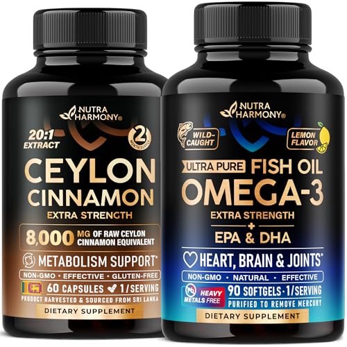 NUTRAHARMONY Ceylon Cinnamon Capsules & Omega 3 Fish Oil Softgels