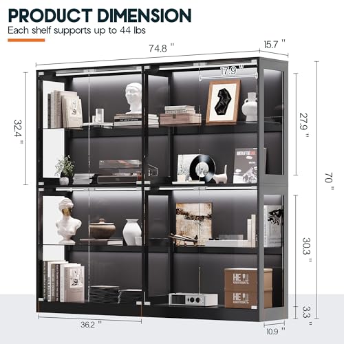 Image of AMERLIFE 75-Inch RGB Display Cabinet with Glass Shelves