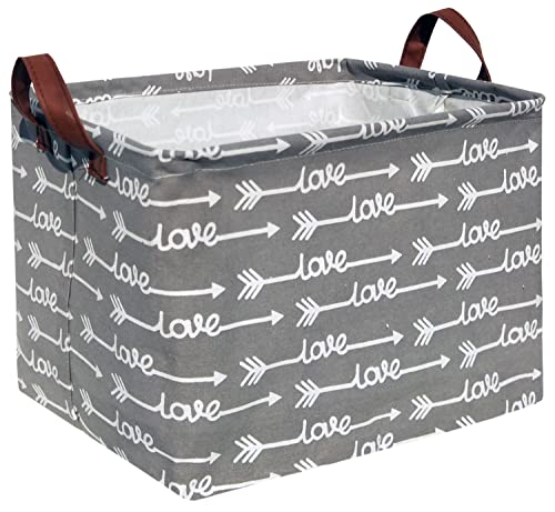 Image of HIYAGON Love Basket Baby Boy Basket Gift Basket Empty Cute Toy Storage Bin Organizer Box Rectangular Room Decor for Home,Books(Love arrow)