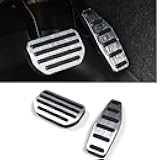 Aluminium Alloy/Rubber Fit for Suzuki Jimny 2/4Door Automatic Transmission 2019-2025，Brushed Auto Brake Pedal Pad Gas Accelerator Pedal Cover Car Refit Accessories (Silver)